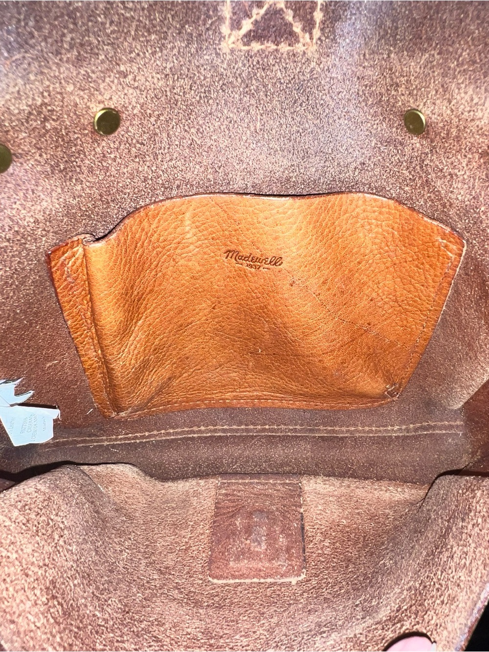 Madewell Structured Tan Leather Crossbody Satchel with Top Handle - Picture 5 of 7